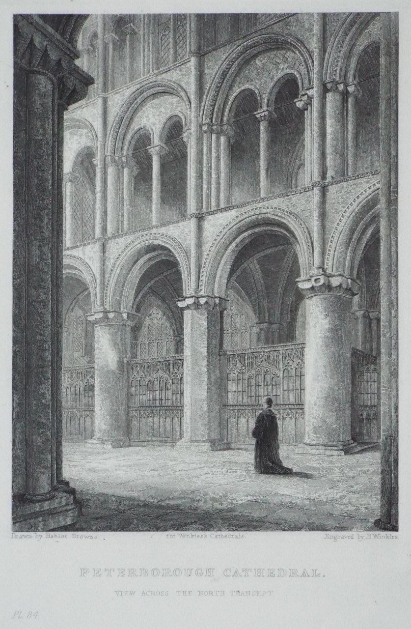 Print - Peterborough Cathedral. View across the North Transept. - Winkles
